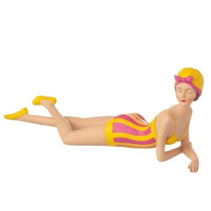 WOMAN SWIMSUIT + LYING POLYRESIN YELLOW/PINK