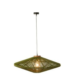 HANGING LAMP OVNI IRON/JUTE GREEN LARGE
