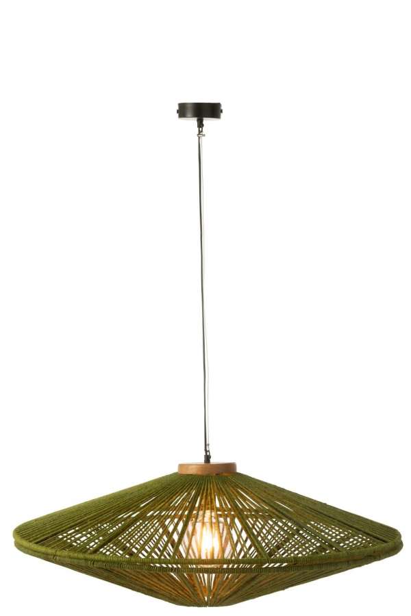 HANGING LAMP OVNI IRON/JUTE GREEN LARGE