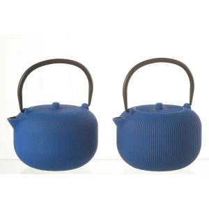 BOX OF 1 TEA POT METAL DARK BLUE ASSORTMENT 2