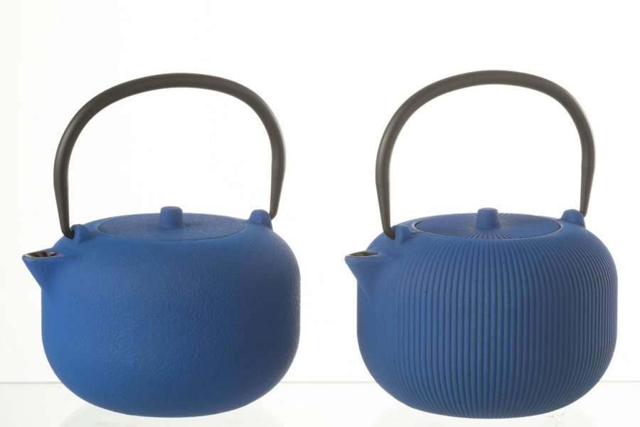 BOX OF 1 TEA POT METAL DARK BLUE ASSORTMENT 2