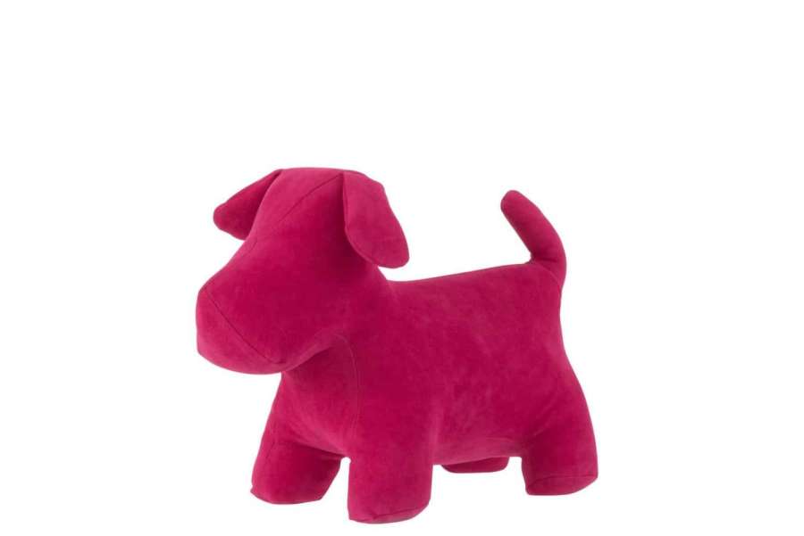 DOG DOORSTOP MATTE VELVET PINK MEDIUM
