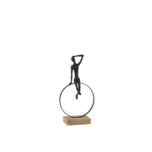 LADY ON RING STAND RESIN/IRON BLACK