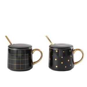 MUGS AMELIE PORCELAIN BLACK ASSORTMENT OF 2
