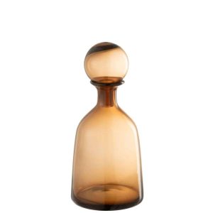 BOTTLE+PLUG REGULAR DECORATIVE LOW GLASS BROWN SMALL