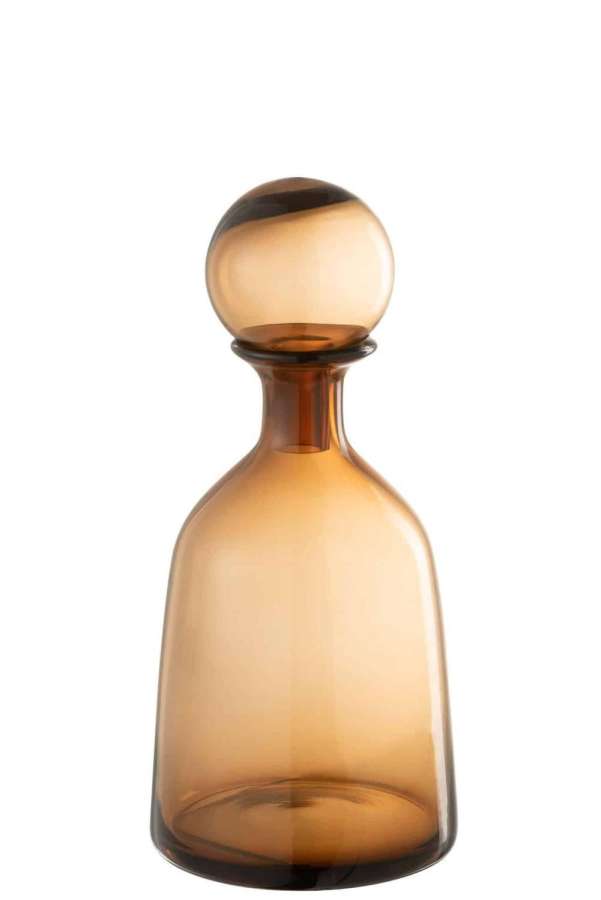 BOTTLE+PLUG REGULAR DECORATIVE LOW GLASS BROWN SMALL
