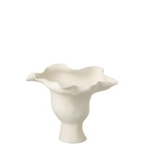 VASE WIDE HELIX IRREGULAR CERAMIC WHITE