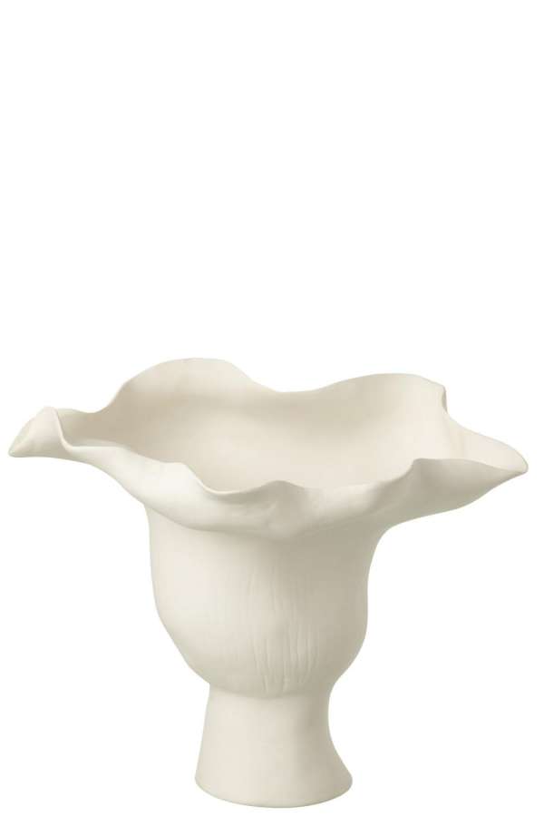 VASE WIDE HELIX IRREGULAR CERAMIC WHITE