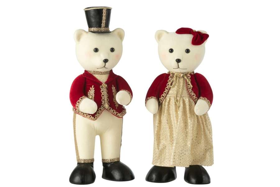 BEAR STANDING BOY/GIRL POLYFOAM/TEXTILE RED/GOLD LARGE ASSORTMENT OF 2