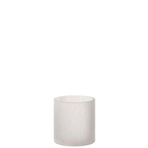 HURRICANE CYLINDER CRAQUELURE GLASS FROSTED WHITE SMALL