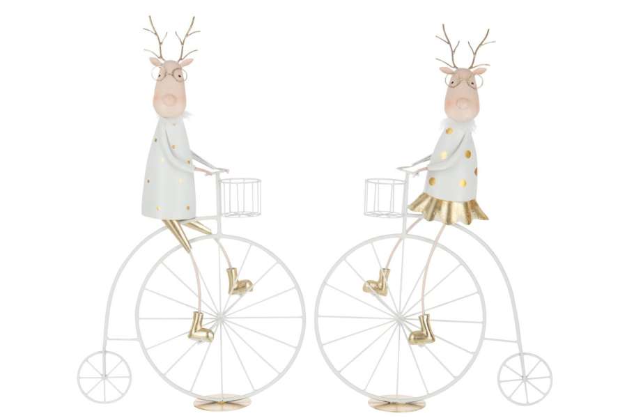 REINDEER BIKE IRON GOLD COLORED/WHITE ASSORTMENT OF 2