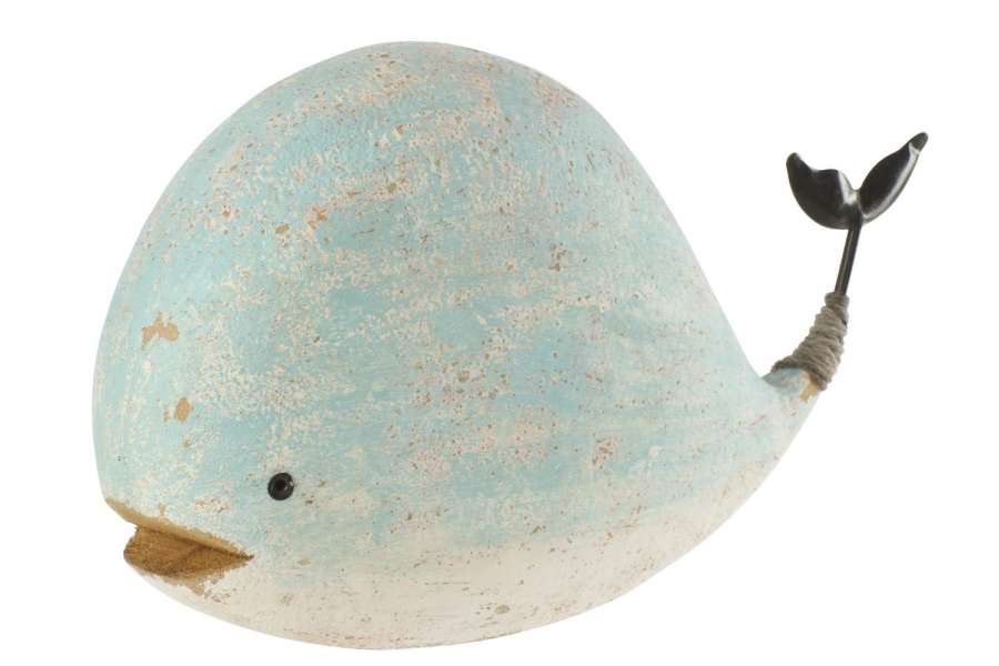 WHALE PAULOWNIA WOOD WHITE/LIGHT BLUE LARGE