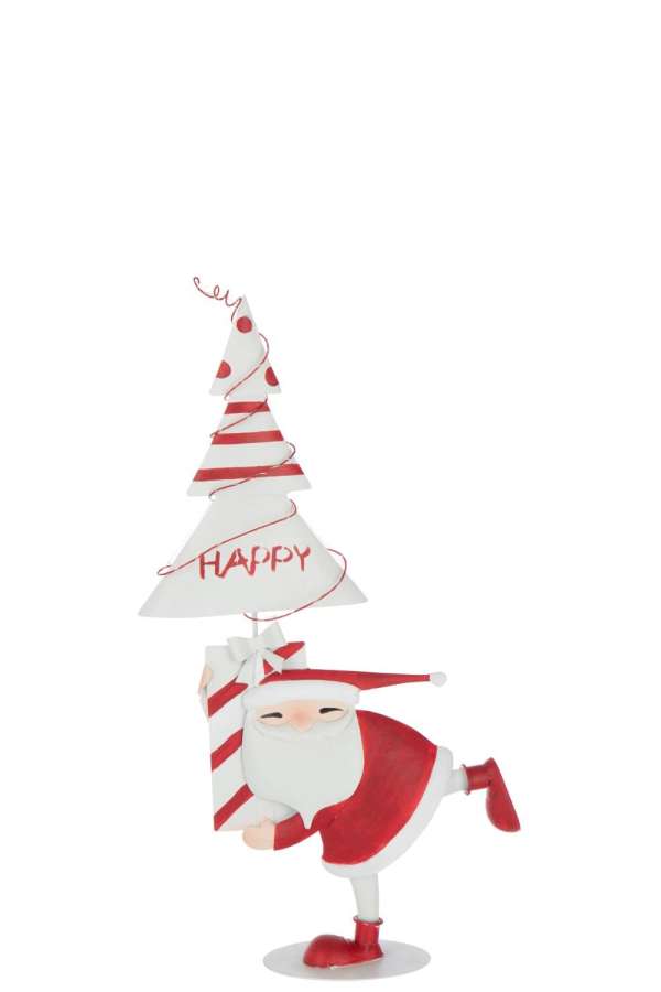 SANTA CLAUS LED TREE IRON CHRISTMAS RED/WHITE SMALL