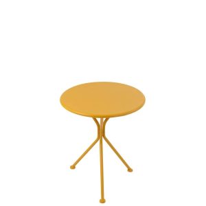 GARDEN TABLE TRIPOD ROUND METAL OCHER YELLOW SMALL