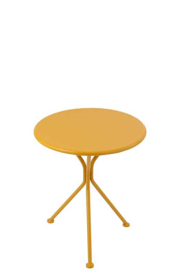 GARDEN TABLE TRIPOD ROUND METAL OCHER YELLOW SMALL