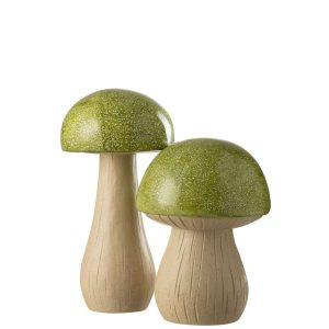 SET OF 2 MUSHROOMS OUTDOOR MGO GREEN