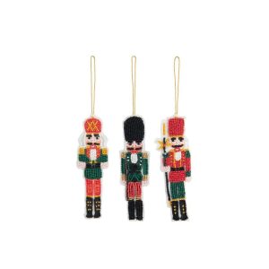 HANGER NUTCRACKER BEADS CHRISTMAS RED/DARK GREEN ASSORTMENT OF 3