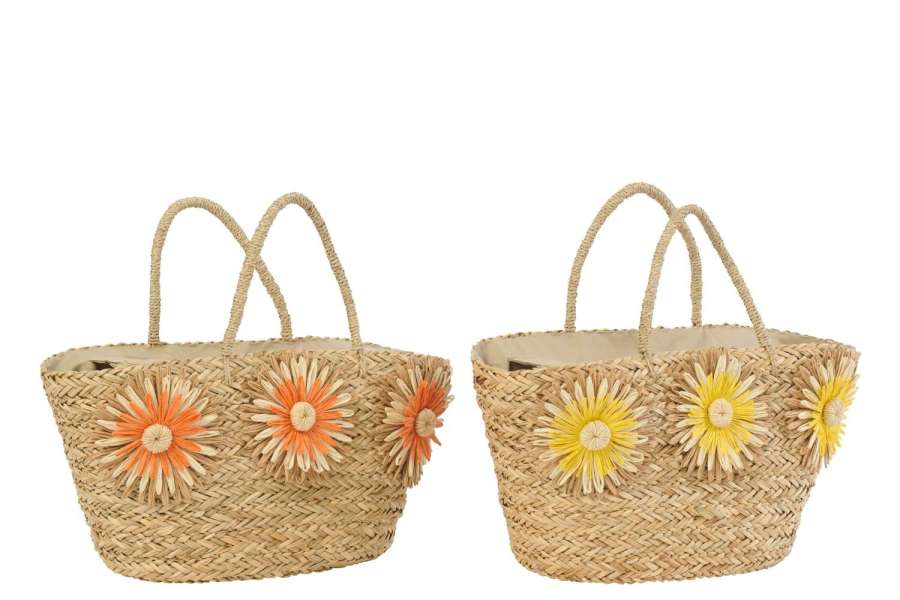 BAG SUNFLOWER SEAGRASS YELLOW/ORANGE ASSORTMENT OF 2