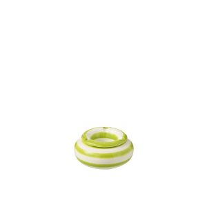 ASHTRAY GRANADA STRIPES CERAMIC WHITE/GREEN SMALL