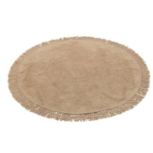 RUG ROUND+FRINGES DARK BEIGE