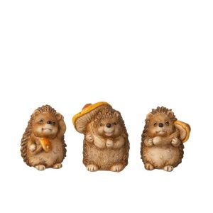 HEDGEHOG MUSHROOM POLYRESIN BROWN ASSORTMENT OF 3