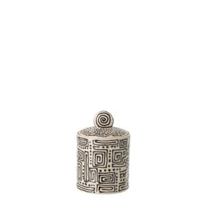 JAR DECORATIVE PATTERN CERAMIC OFF-WHITE/BLACK
