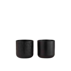 FLOWERPOT GEN CERAMIC BLACK MEDIUM ASSORTMENT OF 2
