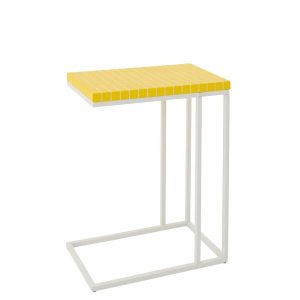 SIDE TABLE RECTANGLE CHECKERED IRON YELLOW/WHITE