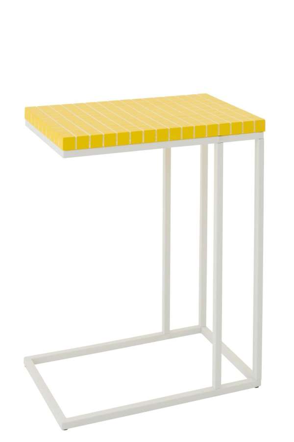 SIDE TABLE RECTANGLE CHECKERED IRON YELLOW/WHITE