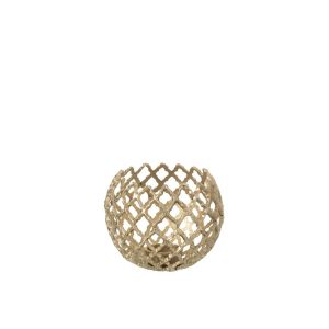 CANDLE HOLDER ALUMINIUM GOLD COLORED MEDIUM