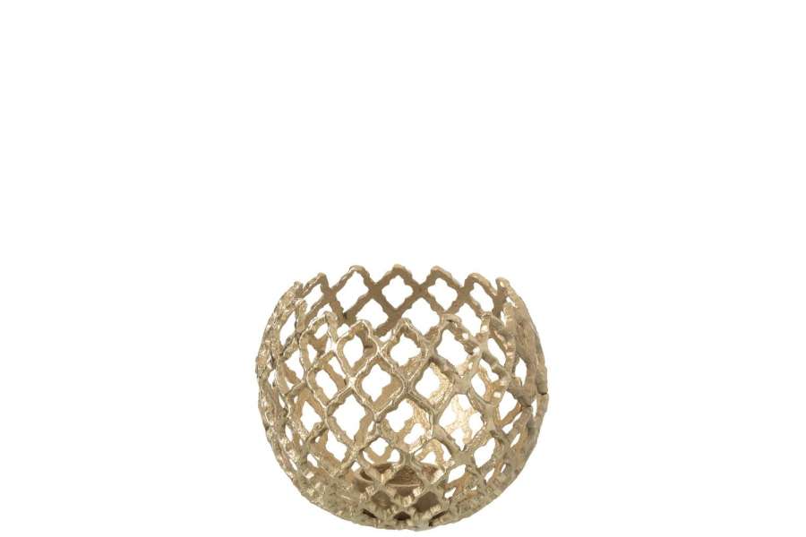 CANDLE HOLDER ALUMINIUM GOLD COLORED MEDIUM