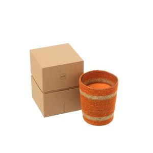 SCENTED CANDLE BASKET WAX ORANGE MEDIUM-55HOURS