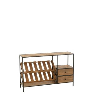 BAR CABINET WINE VENEER NATURAL/BLACK SMALL