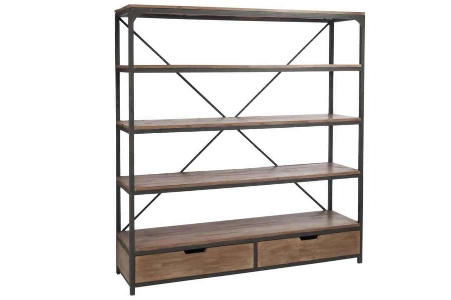 RACK 2 DRAWERS WOOD/METAL BROWN+BLACK