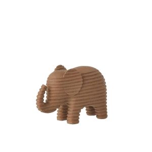 ELEPHANT STRIPED POLYRESIN BROWN SMALL