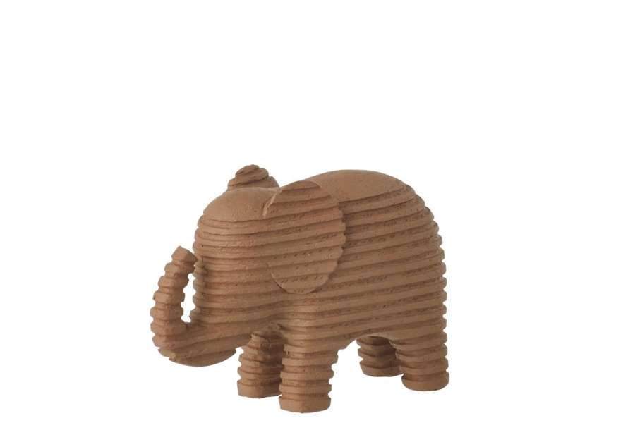 ELEPHANT STRIPED POLYRESIN BROWN SMALL