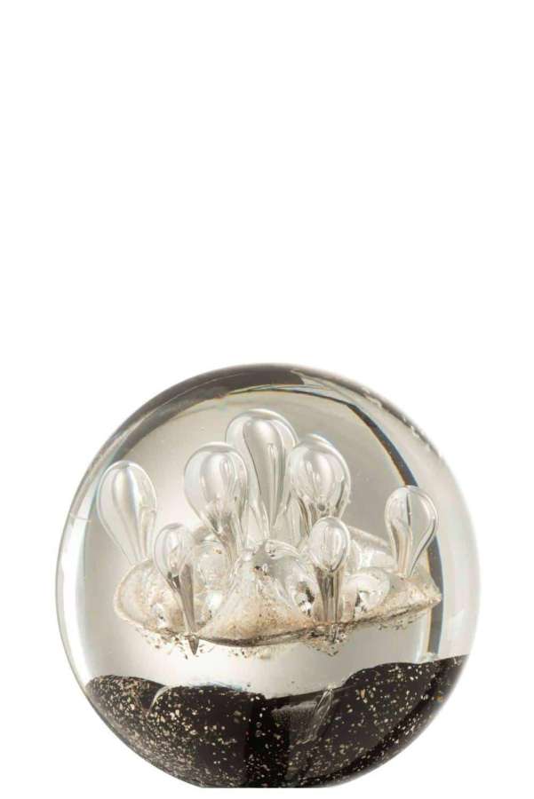 PAPERWEIGHT FIREWORKS GOLD/BLACK GLASS LARGE