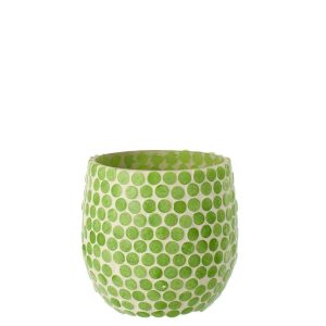 CANDLE HOLDER MOSAIC GLASS GREEN MEDIUM