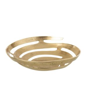 DECORATIVE BOWL ALUMINIUM GOLD COLORED LARGE