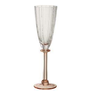 CHAMPAGNE GLASS STRIPED GLASS TRANSPARENT/SALMON PINK