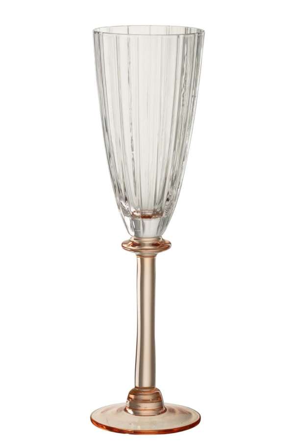CHAMPAGNE GLASS STRIPED GLASS TRANSPARENT/SALMON PINK