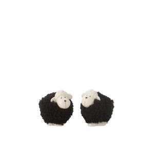 SHEEP PORCELAIN WHITE/BLACK SMALL ASSORTMENT OF 2