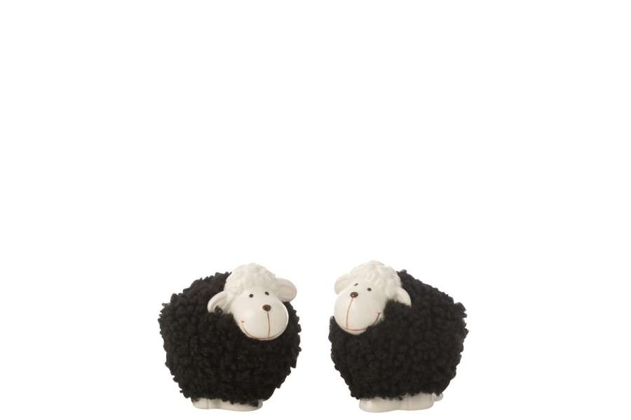 SHEEP PORCELAIN WHITE/BLACK SMALL ASSORTMENT OF 2