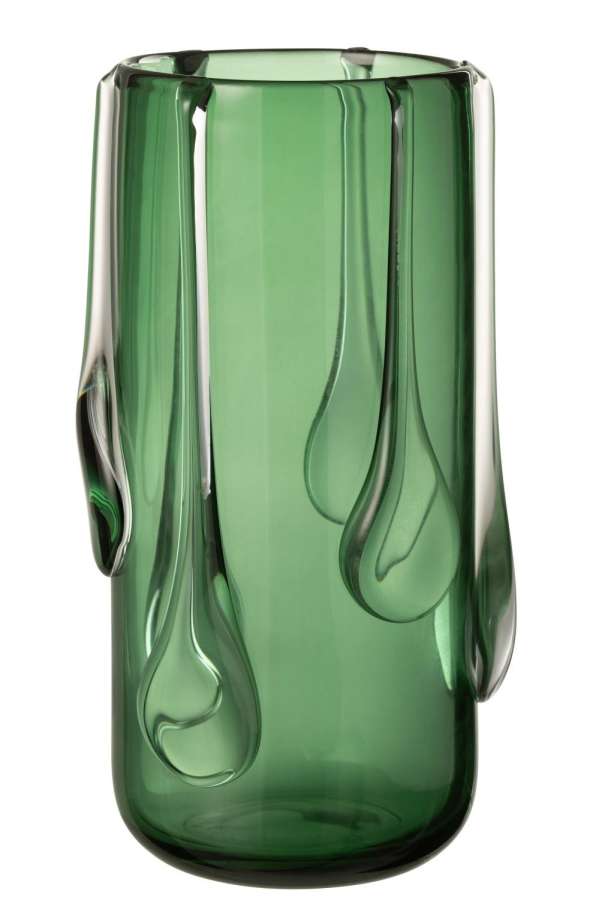 VASE DRIPPY GLASS GREEN LARGE