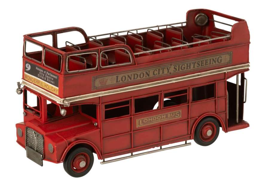 BUS ANTIQUE METAL RED