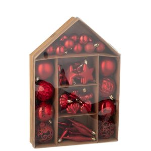 BOX OF 50 CHRISTMAS BAUBLE PLASTIC CHRISTMAS RED