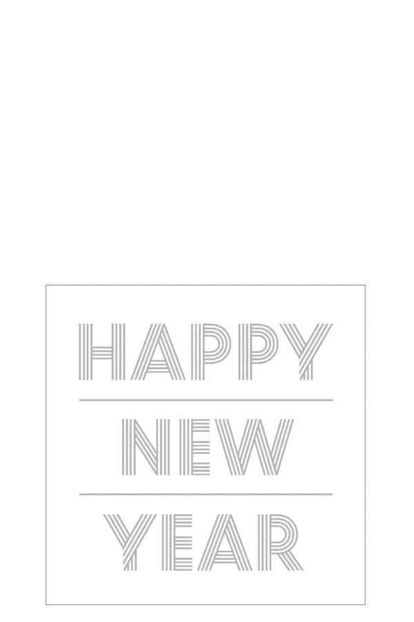 STACK 20 NAPKINS HAPPY NEWYEAR PAPER WHITE/SILVER SMALL