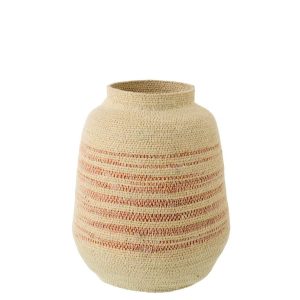 BASKET STRIPED SEAGRASS NATURAL/DARK ORANGE