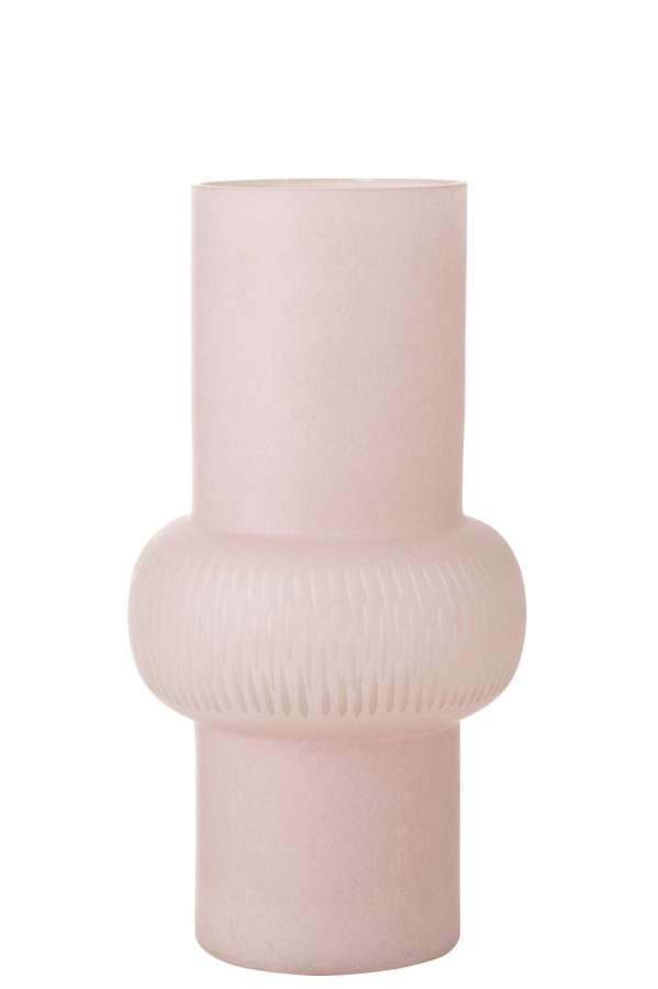 VASE STRIPE BALL GLASS LIGHT PINK LARGE