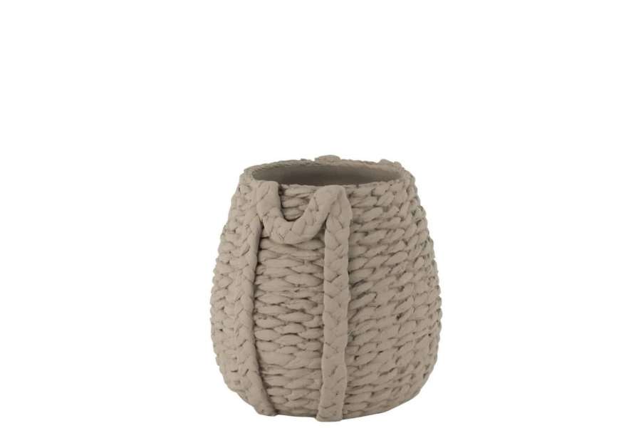 FLOWERPOT WOVEN CEMENT GREY MEDIUM